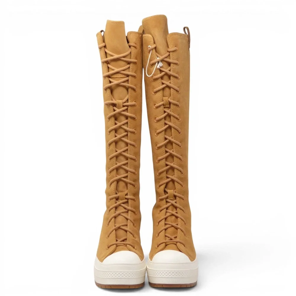 Converse Chuck 70 De Luxe Heel XX Platform Knee High Western Boot Wheat Tan 6.5